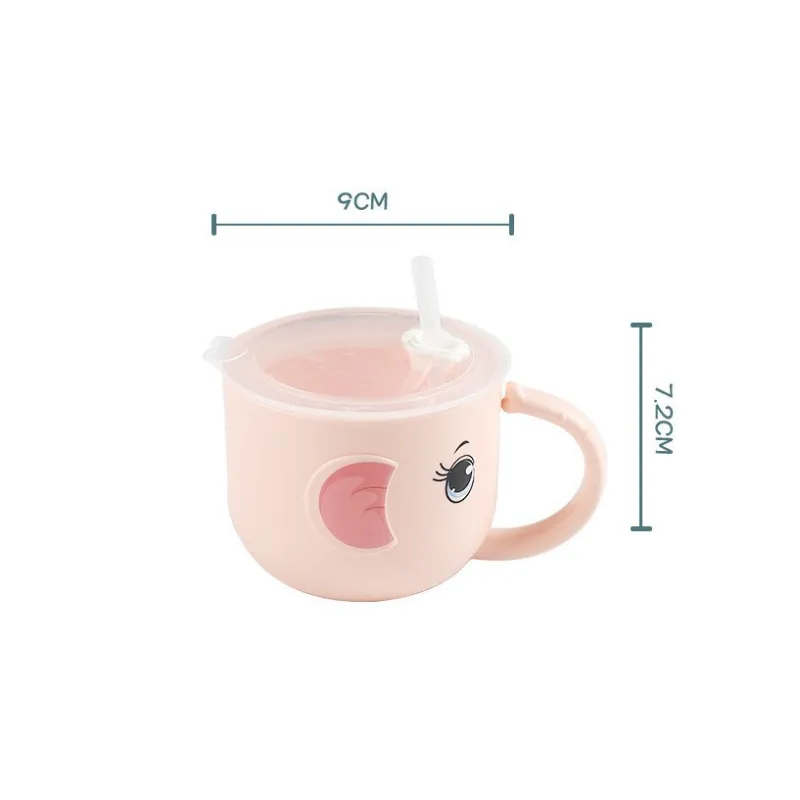 Drinking cup for children with integrated straw