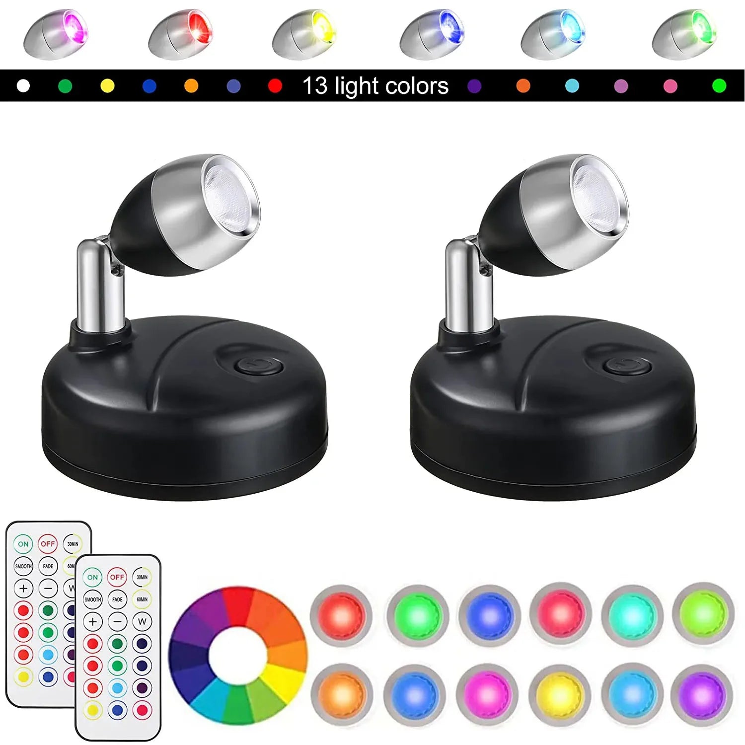 SmartLight Duo | Set of 2 Wireless LED Lights with Remote Control | RGB Color Change & Timer | Flexible for Creative Accents