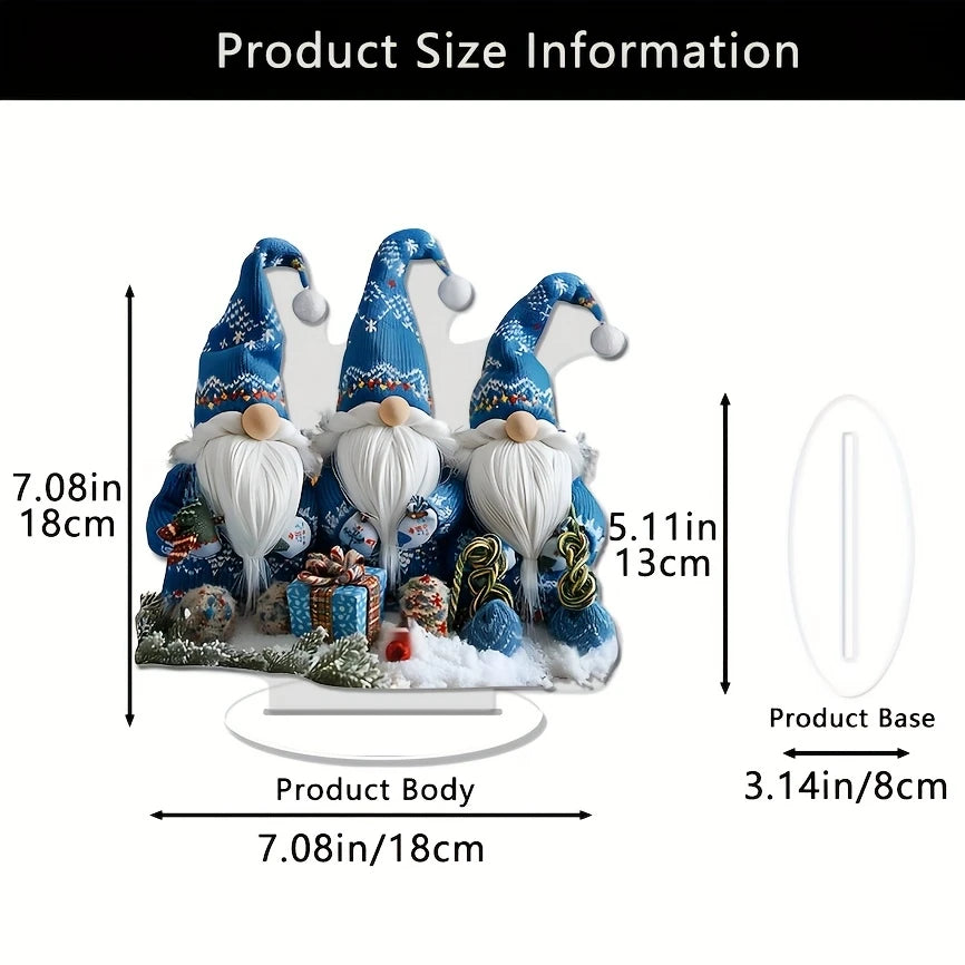 Skandinavischer Weihnachtszwerg aus Acryl | 18 cm Tischfigur | Set mit 3 blauen Wichteln für festliche Dekoration