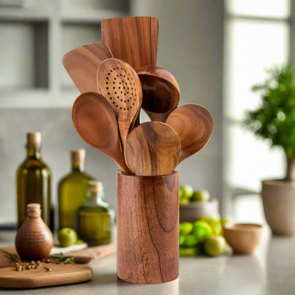 Teak Kitchen Utensil Set – Sustainable Antibacterial Kitchen Tools