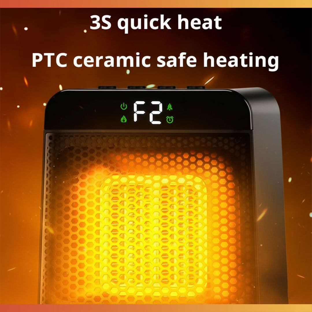 Compact wall heater with ceramic element for cozy warmth