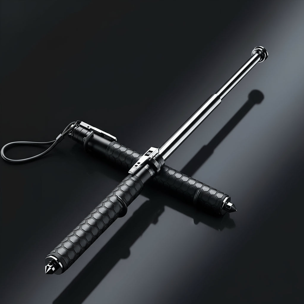 Stability-supporting cane for automatic self-defense