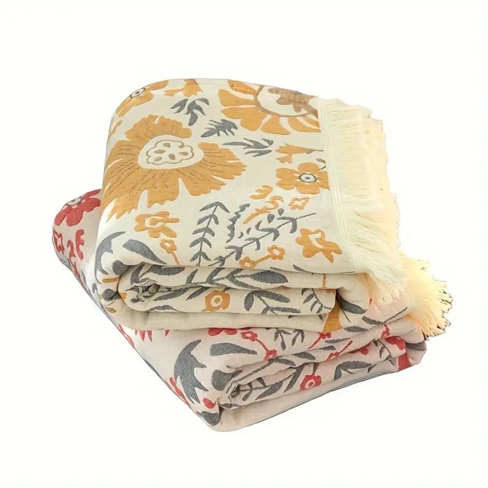 Reversible Floral Blanket with French Flair