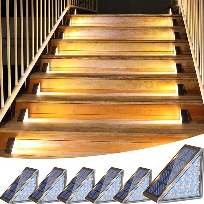 Solarbetriebene Treppenlichter für den Außenbereich – Warmweißes LED-Licht, Set mit 4 oder 10