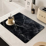 Elegant Dish Drying Mat with Marble Design