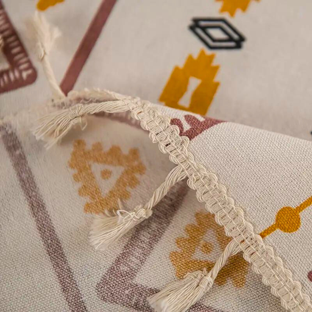 Elegant ethnic tablecloth with stylish tassels