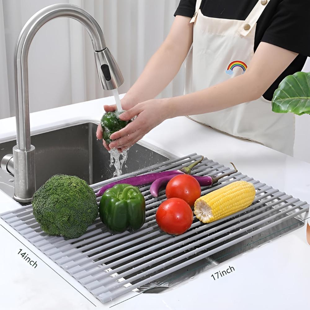 Space-saving stainless steel rolling shelf for the kitchen