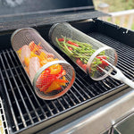 GrillProfi – 360° Edelstahl Grillkorb für perfektes BBQ | 2 zum Preis von 1 | Gleichmäßiges Garen ohne Anbrennen | Ideal für Fleisch, Gemüse & Räuchern