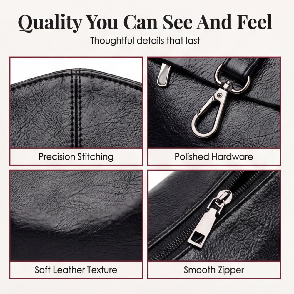 Comfortable faux leather shoulder bag – 3 compartments