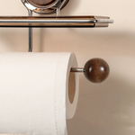 Secure Stainless Steel Toilet Paper Holder with Suction Cup – Tool-Free Installation with Wood Grain Finish