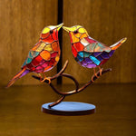 Double-sided acrylic ornaments with colourful birds on branches