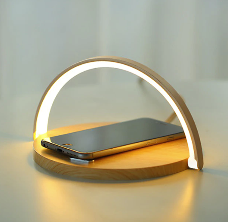 Modern Bedside Lamp with Wireless Charger