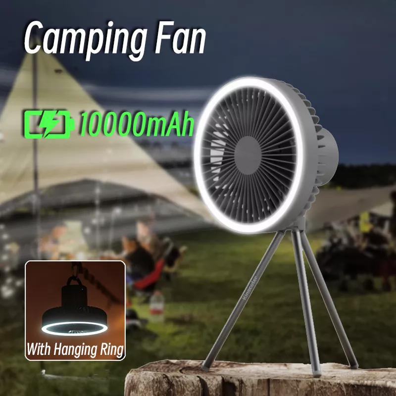 Tragbarer wiederaufladbarer Ventilator mit LED und integriertem Powerbank