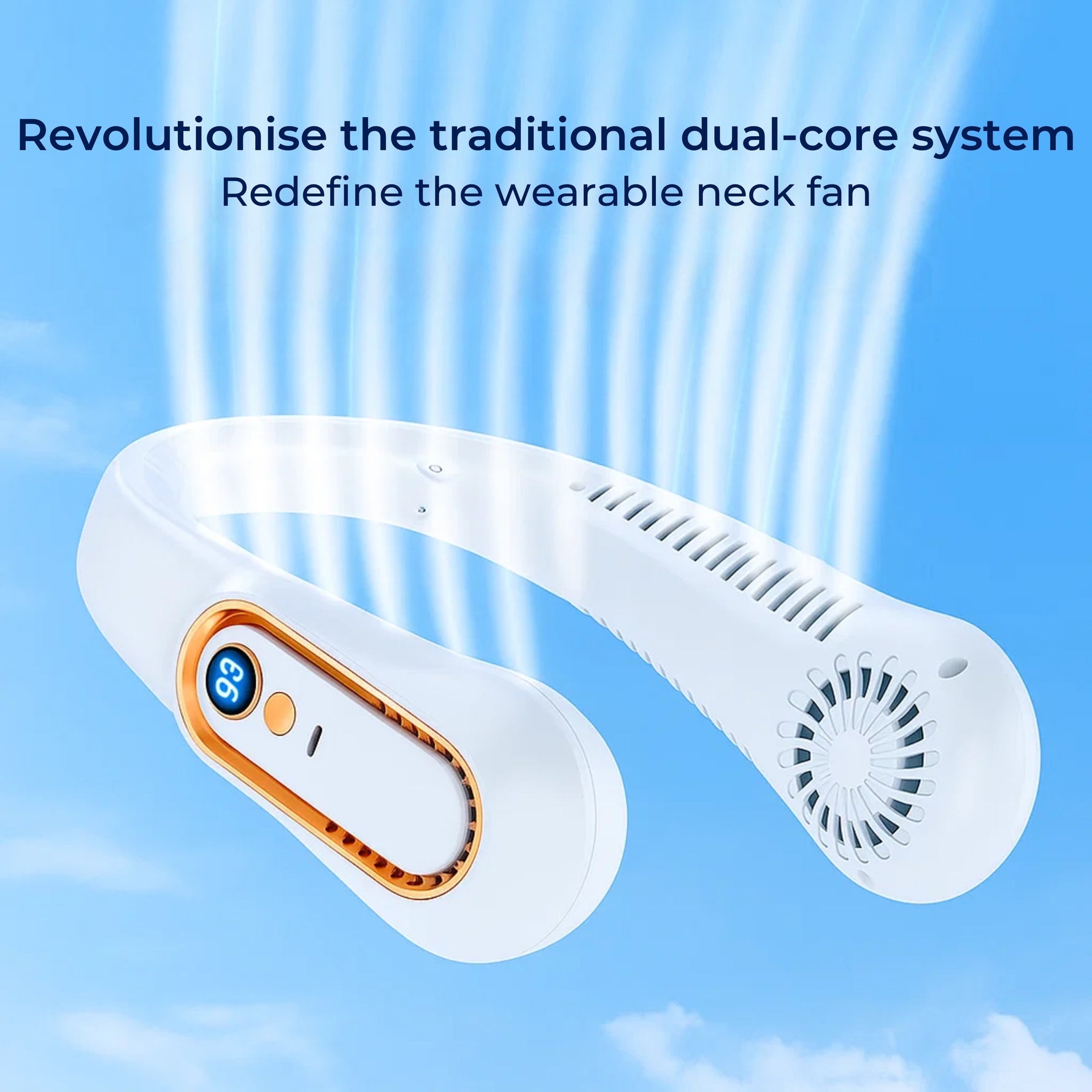 Portable Neck Fan – Hands-Free, Bladeless Cooling – Five Speeds USB-C – For Travel and Office