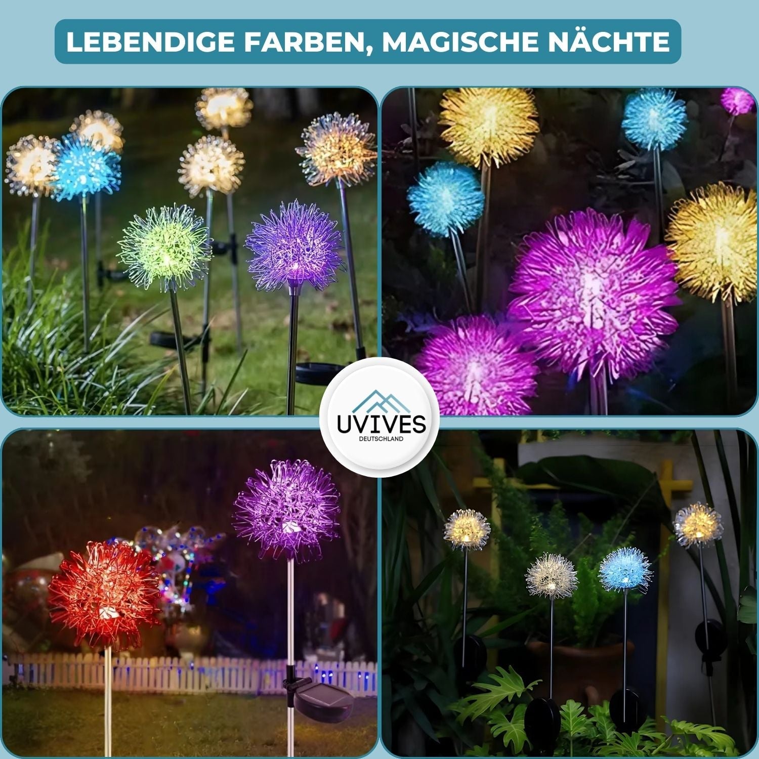 Sonnenblüten - Wetterfeste Solar-Gartenlampe im floralen Stil