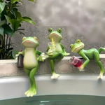 Playful frog figure for flower pots and garden