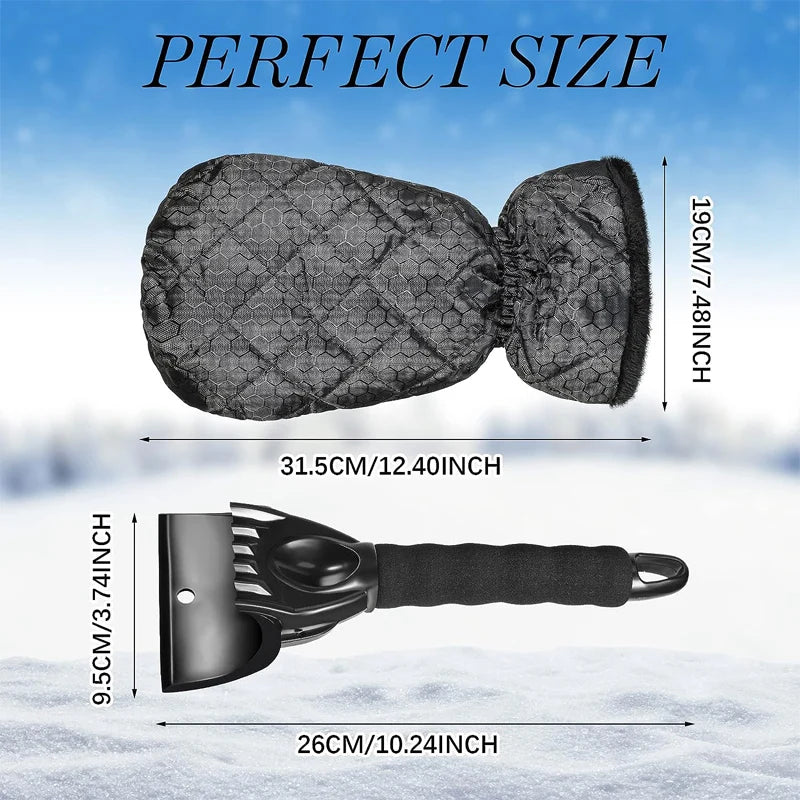 WinterWächter Eiskratzer mit Fleecehandschuh | Warm & Wasserdicht | Kratzschutz für Ihr Fahrzeug