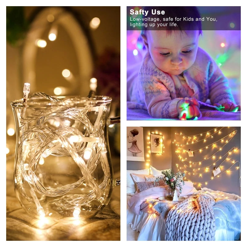 GlanzLicht Rechargeable LED String Lights | Warm White & Multicolored | 1–10 m Length | Perfect for Parties, Weddings & Indoor/Outdoor Decoration