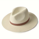 Stylish summer hat with a wide brim made of paper fiber