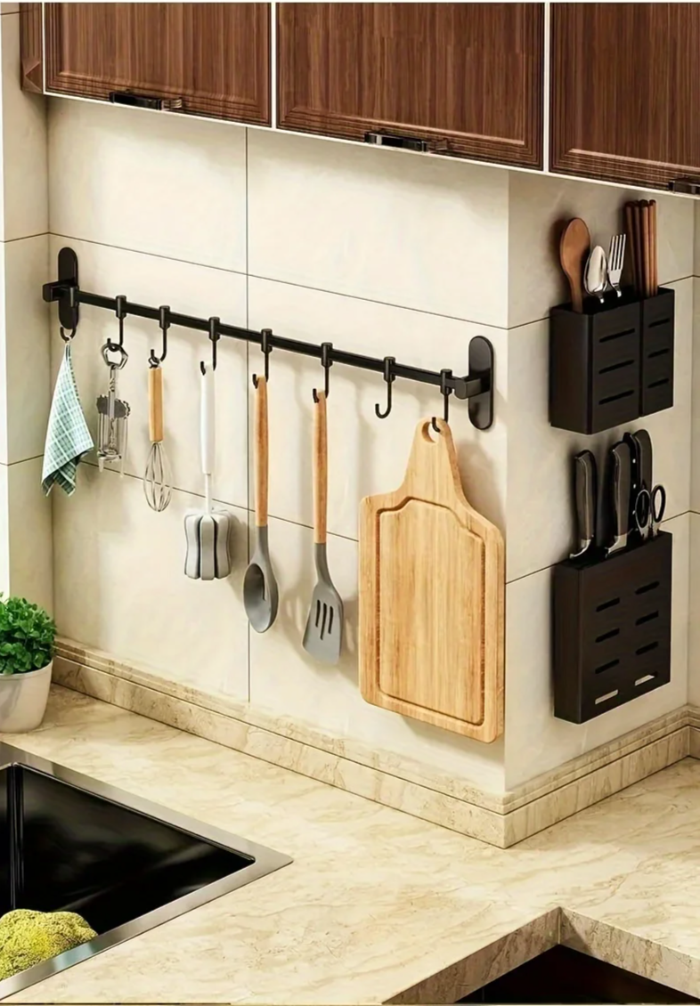 Wall Shelf for the Kitchen – Multifunctional Organizer for Lids, Spatulas, and Kitchen Utensils