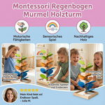 Wooden Tower with Rainbow Marbles in Montessori Style