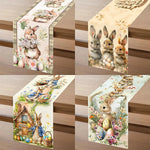 Festlicher Tischläufer für Ostern | Charmante Hasen- und Blumenmuster