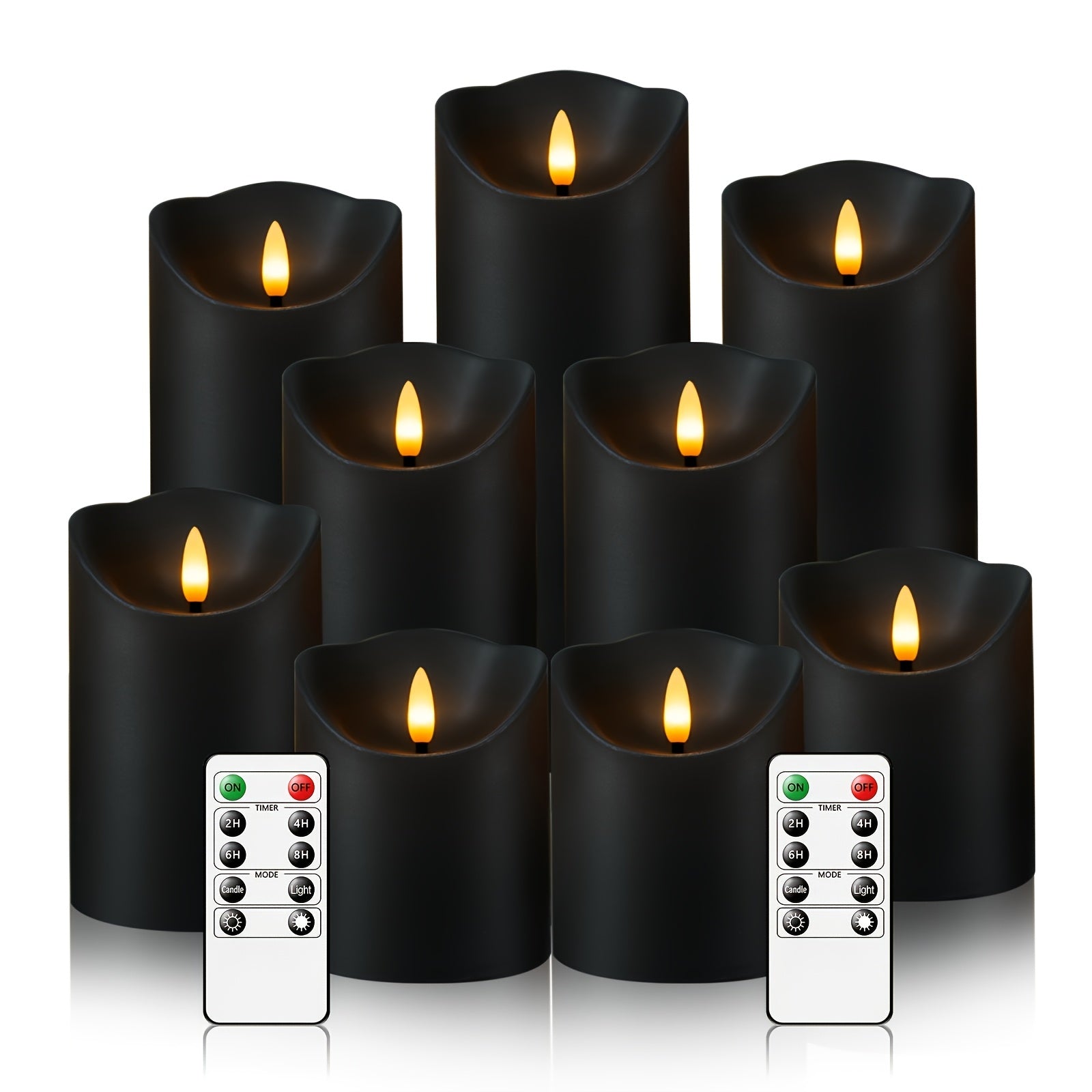 Set of 9 Flameless LED Candles – Remote Control and Glitter Finish