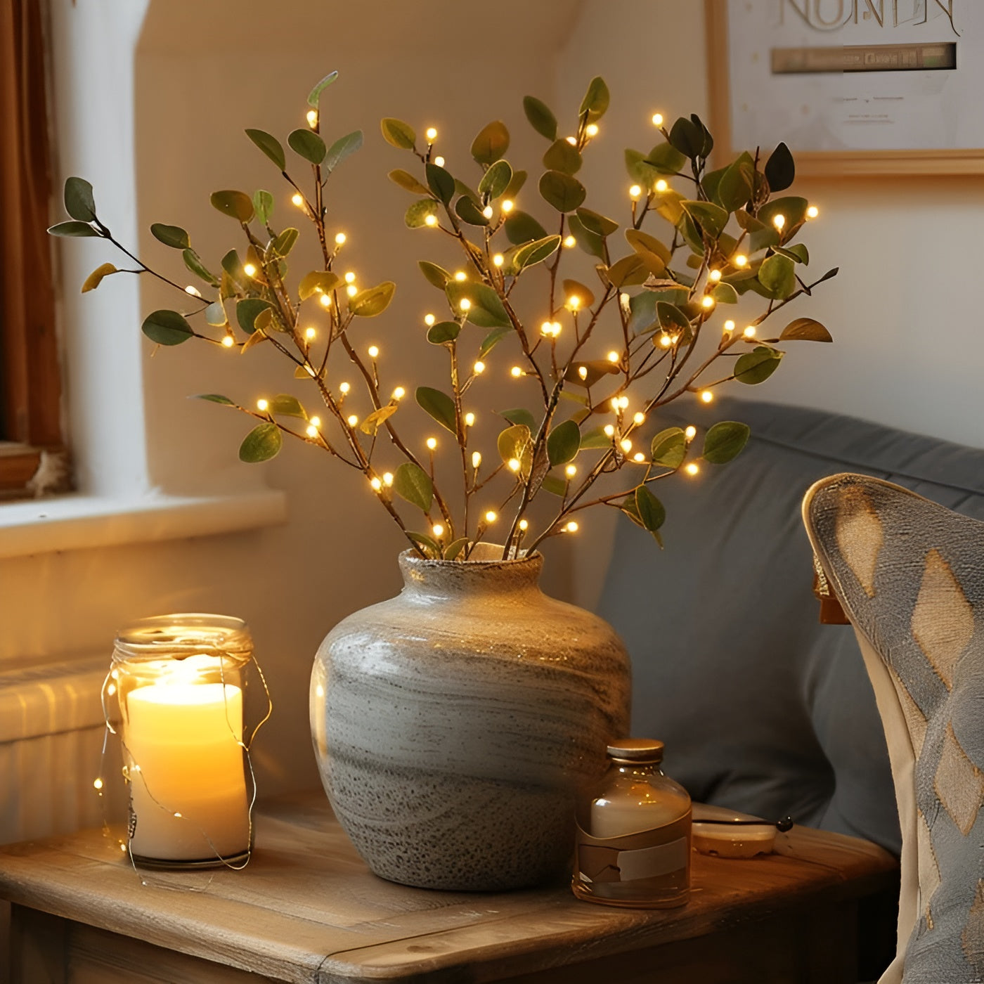 LED Lamp made from Natural Olive Branch – EverLeaf Light for Atmospheric Illumination