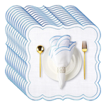 6 embroidered linen-cotton napkins with cutwork