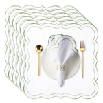 6 embroidered linen-cotton napkins with cutwork