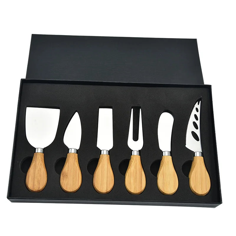 6-Piece Stainless Steel Cheese Knives Set for Charcuterie Boards and Cutlery