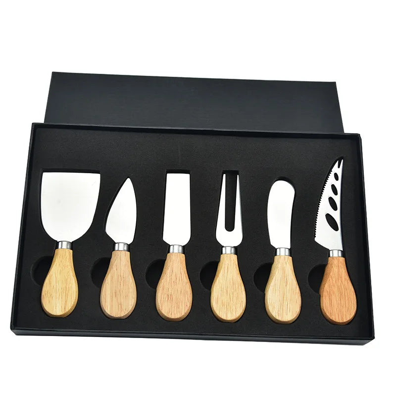 6-Piece Stainless Steel Cheese Knives Set for Charcuterie Boards and Cutlery