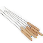 6-Piece Stainless Steel Grill Fork Set with Wooden Handle for Outdoor Enthusiasts