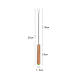 6-Piece Stainless Steel Grill Fork Set with Wooden Handle for Outdoor Enthusiasts