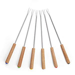 6-Piece Stainless Steel Grill Fork Set with Wooden Handle for Outdoor Enthusiasts