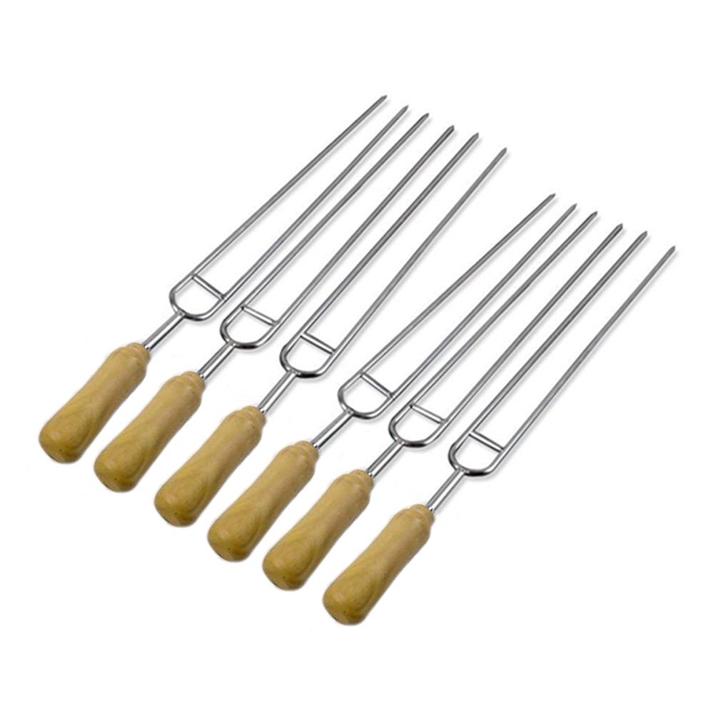 6er Set U-förmige Grillspieße mit Holzgriff