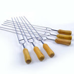 6 Stück U-förmige Holzgriff Grillspieße