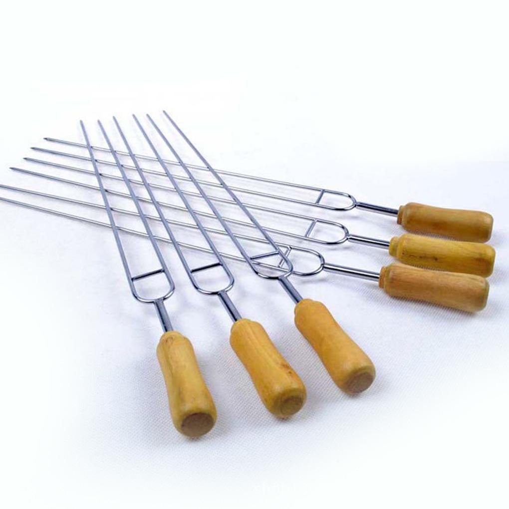6er Set U-förmige Grillspieße mit Holzgriff