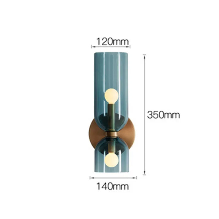 Moderne Glas-Wandleuchte mit Doppelkopf-LED