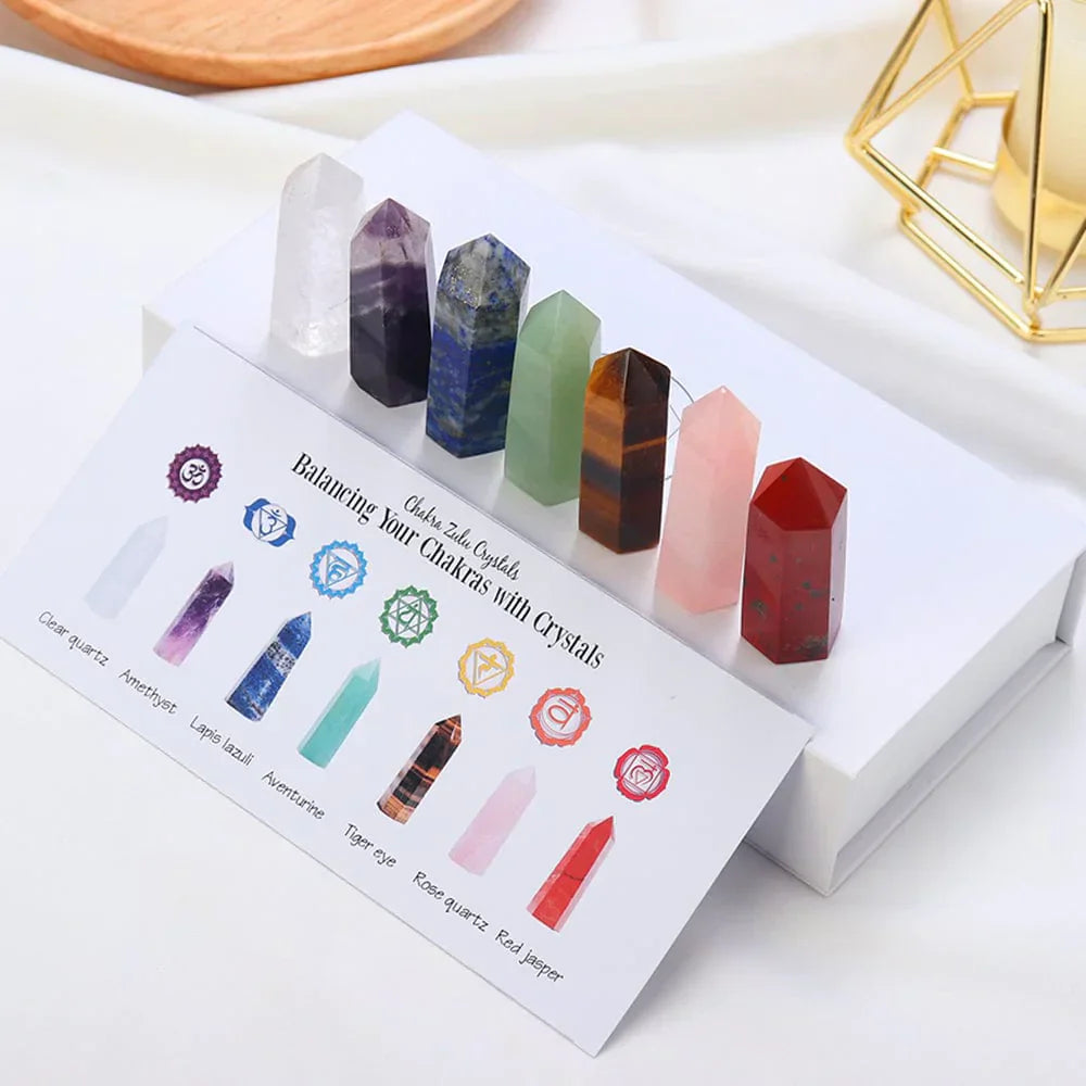 Set aus 7 Heilsteinen in eleganter Geschenkverpackung