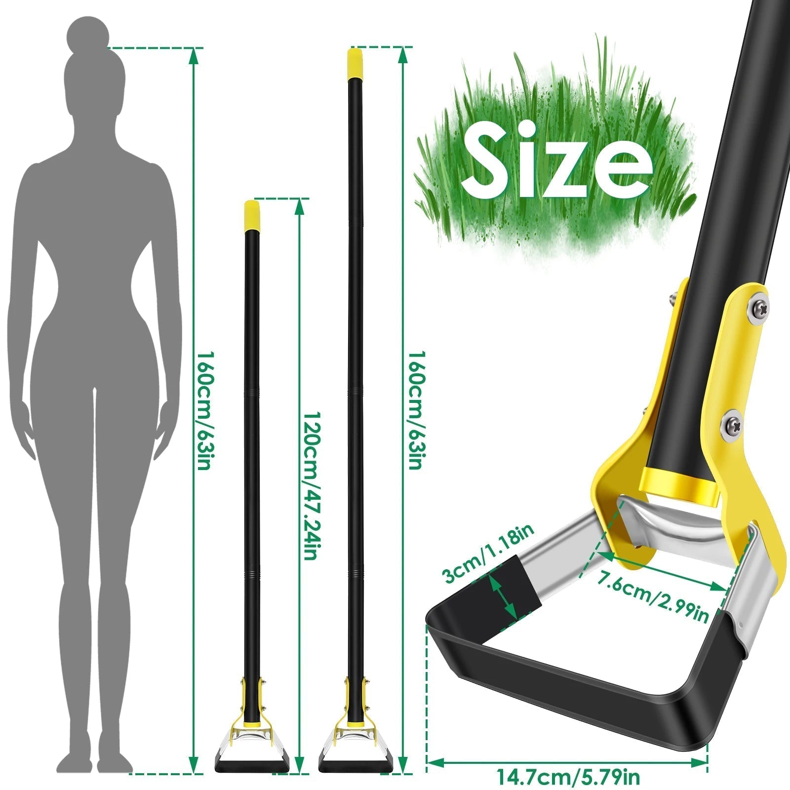 Ergonomische Gartenhacke aus Edelstahl mit langem Griff