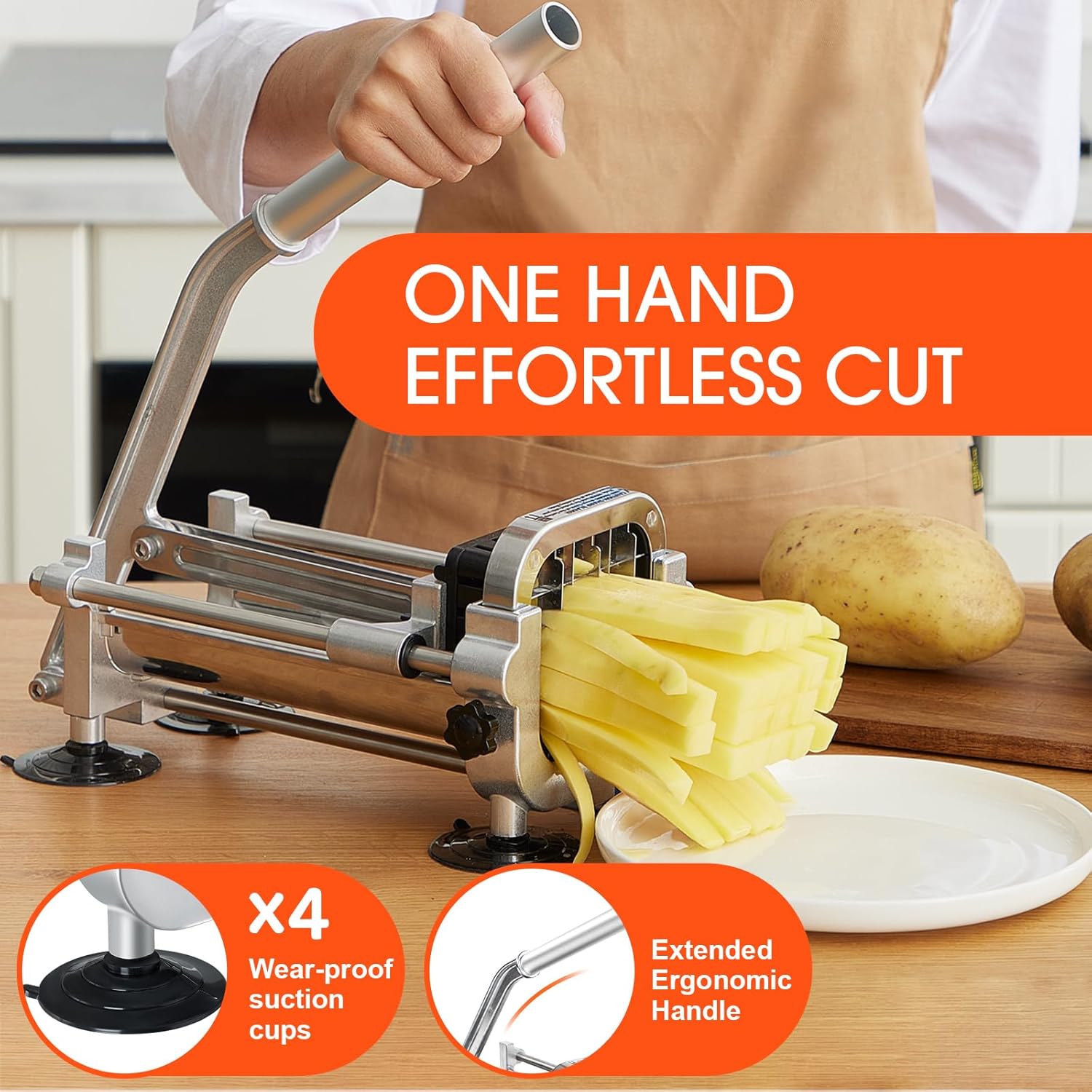 Robust stainless steel vegetable cutter with 2 cutting inserts