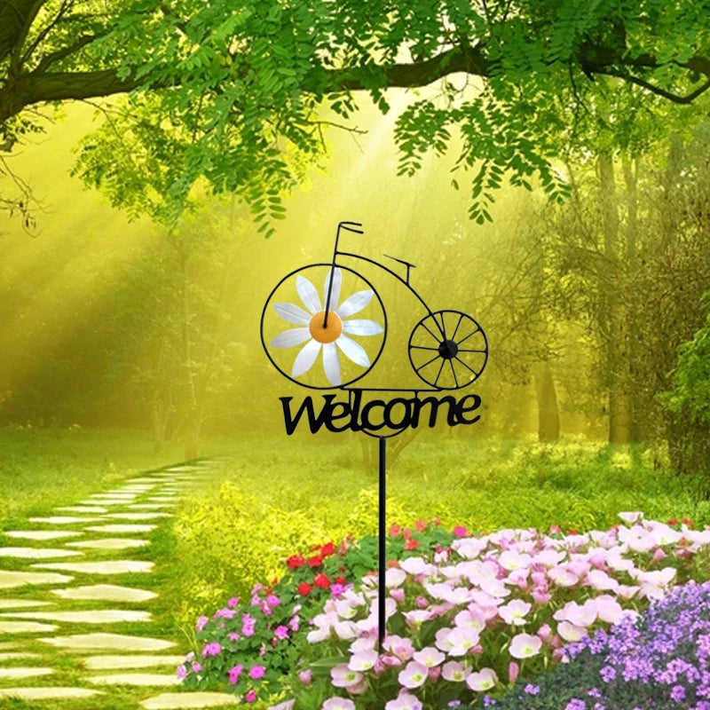 Stainless Steel Garden Wind Spinner with Flower Motif | Weatherproof | Garden and Lawn Decoration