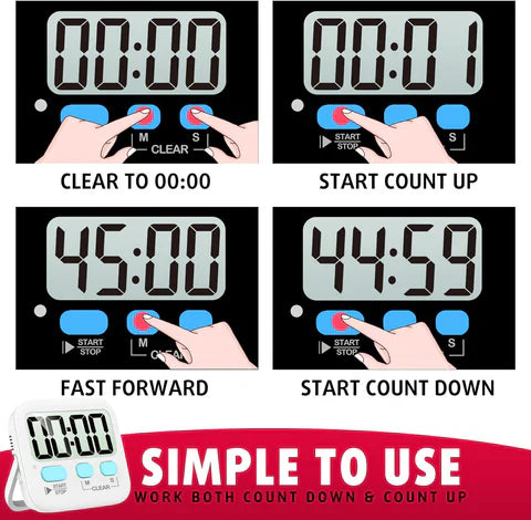 Practical Kitchen Timer with Large Display – Set of 2