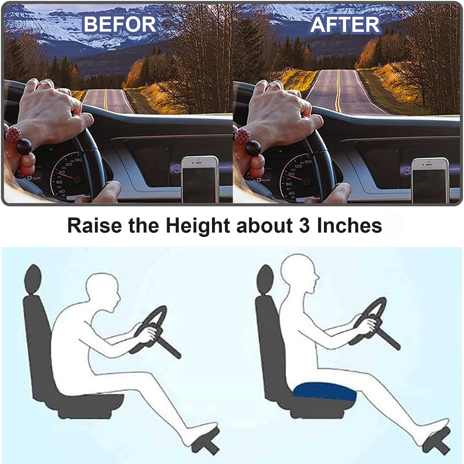 Ergonomisches Sitzkissen RaiseSit – Autositzpolster mit Memory-Schaum