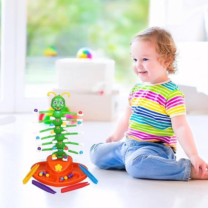 Skill game with dancing caterpillar