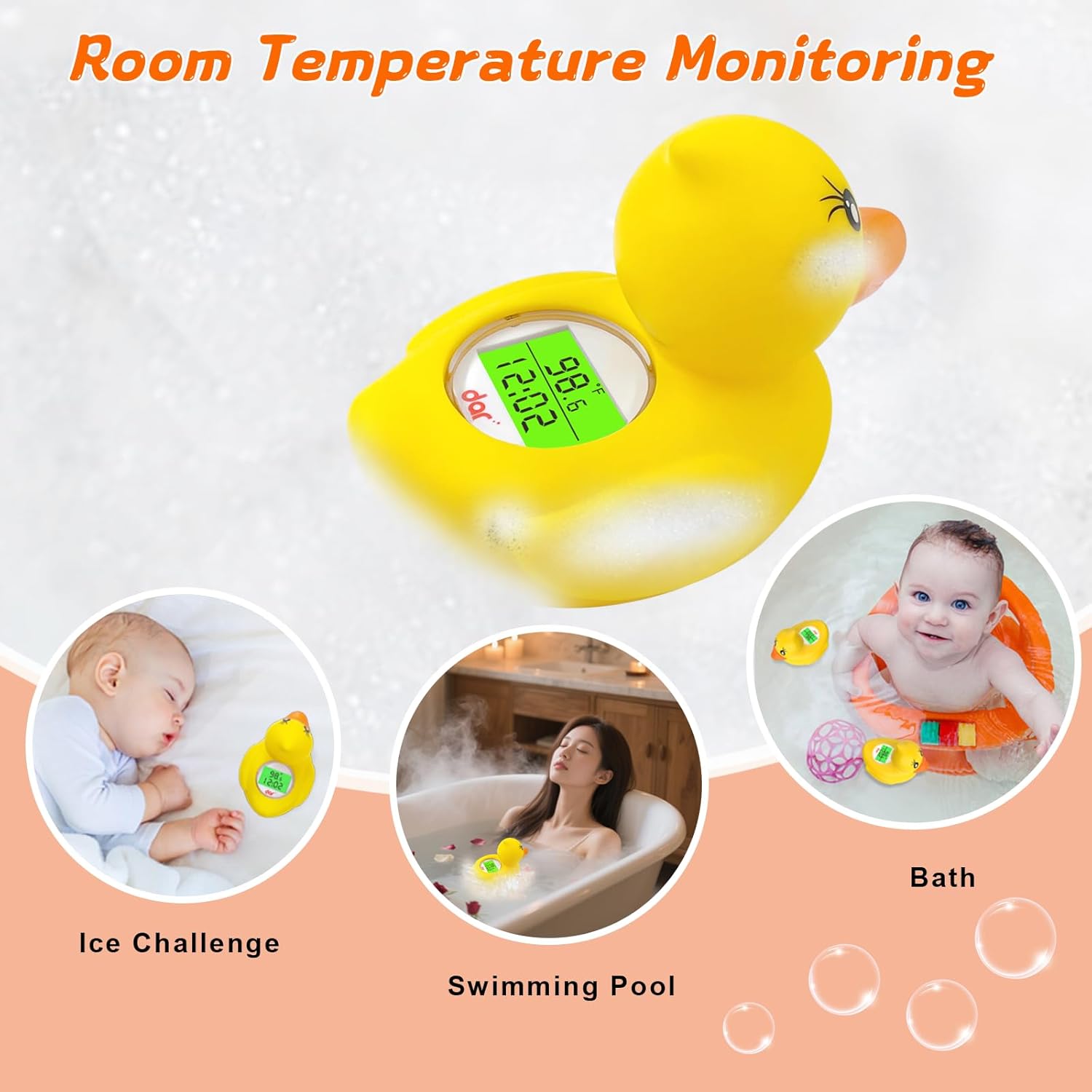 Sicheres Babybadthermometer mit Farbdisplay und Warnsystem