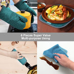Sicherheits-Handschuhset | Hitzebeständige Silikon-Handschuhe 6-teilig | Bis 260 °C