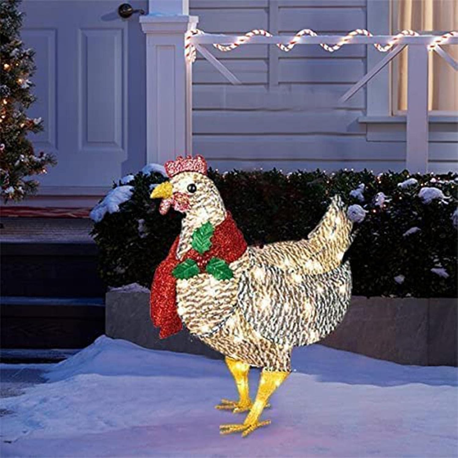 LED Chicken with Scarf for Winter – Christmas Decoration for Indoors and Outdoors