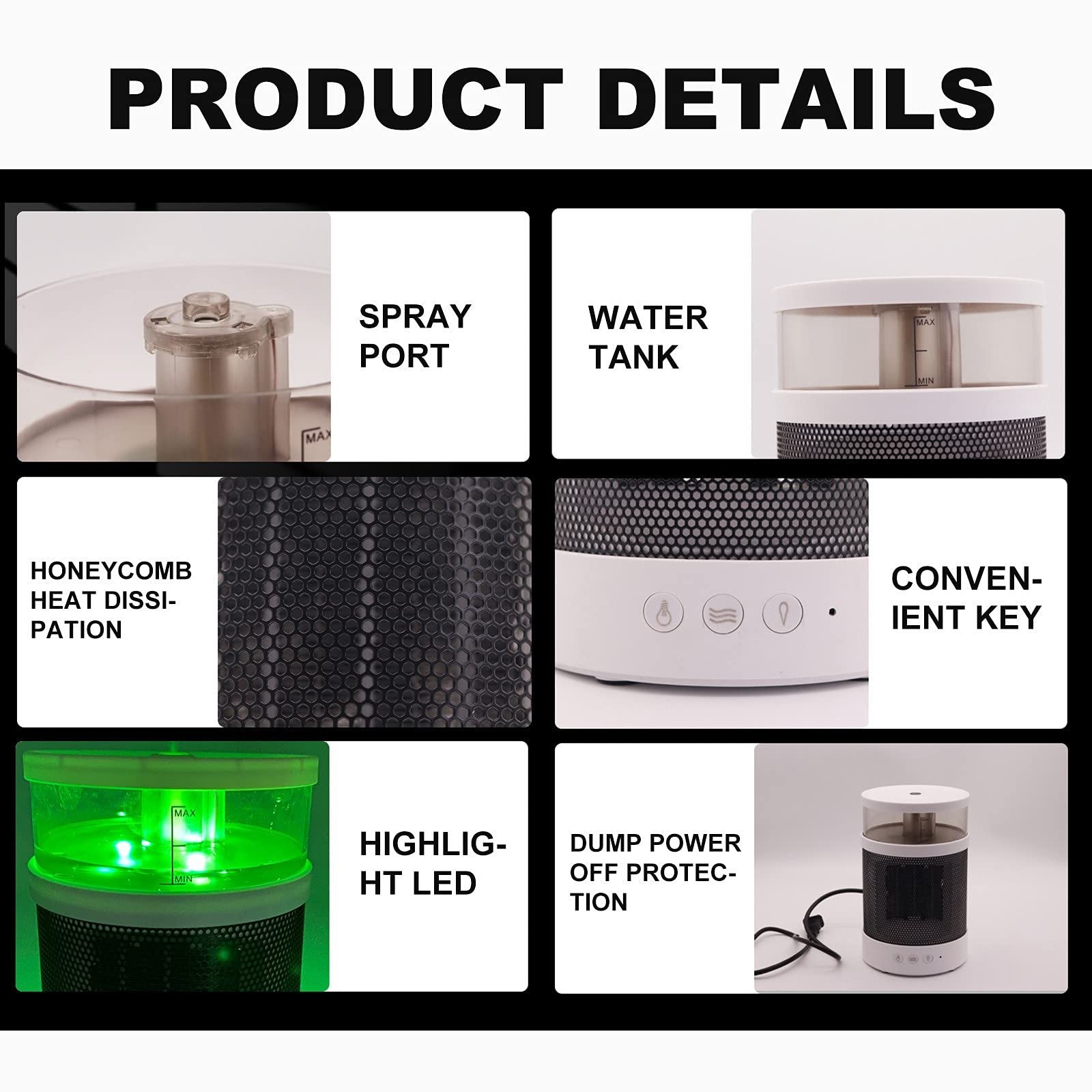 Compact 3-in-1 Heating Solution with Humidifier and Light